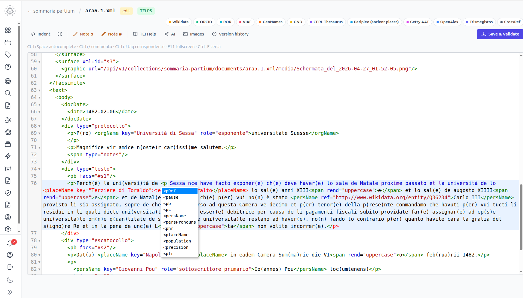 TEI editor with split view and XPath inspector
